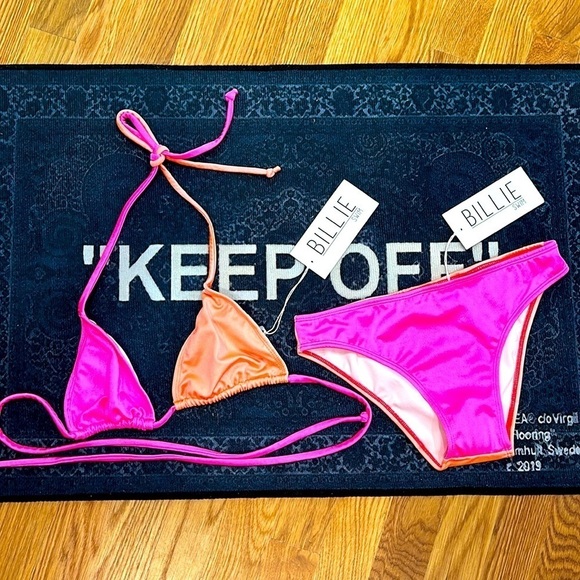 Billie swim two-piece color block highlighter neon bikini swim set women’s xs - Picture 1 of 8